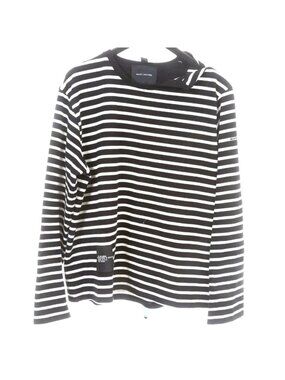 Marc Jacobs Black White Stripe Cotton Long Sleeve Tee XL MSRP $295
